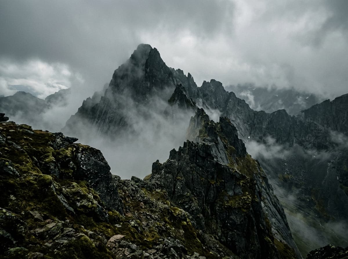 Moody foggy mountain peak - Pieces of the uncommon
